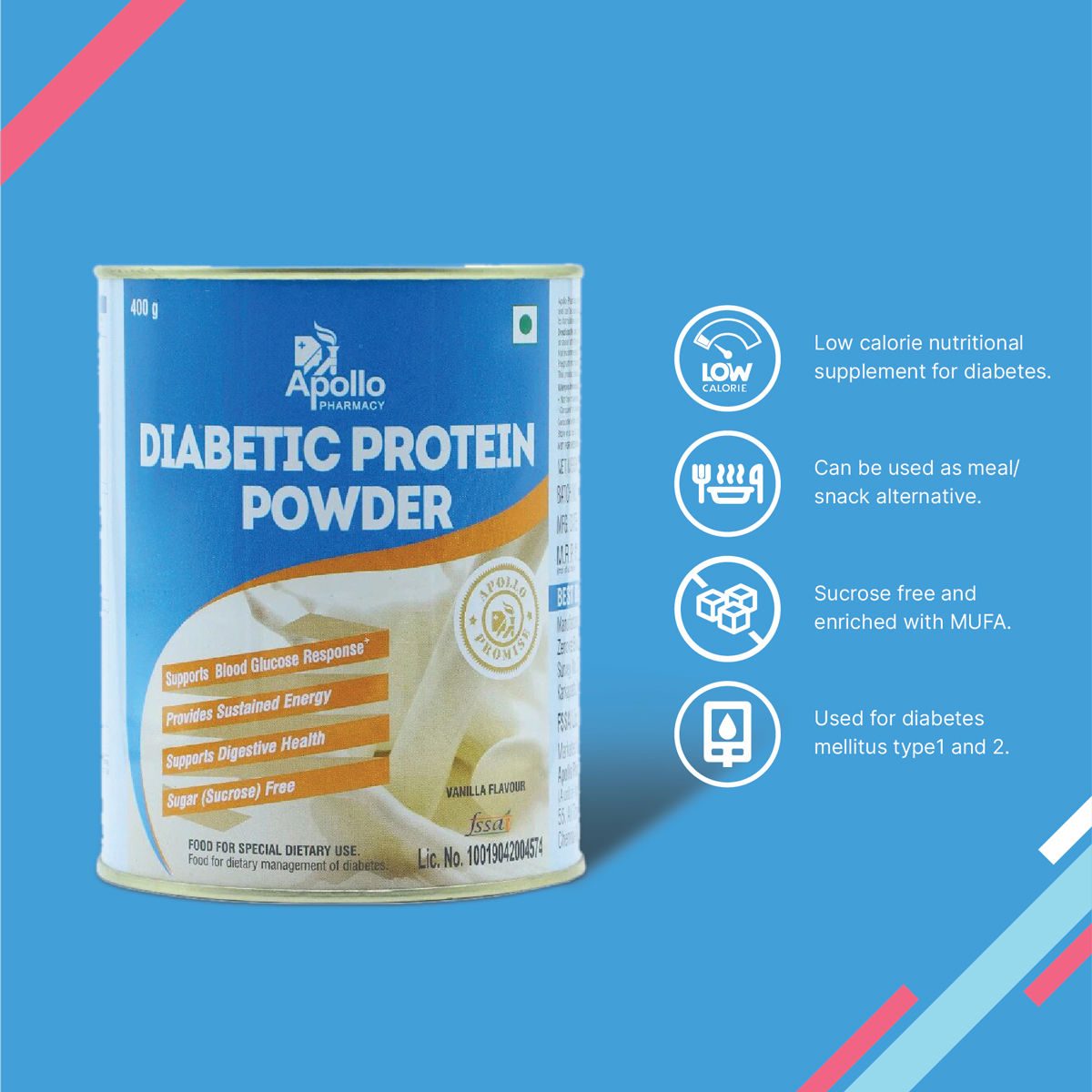 Apollo Pharmacy Diabetic Vanilla Flavour Protein Powder Gm Price