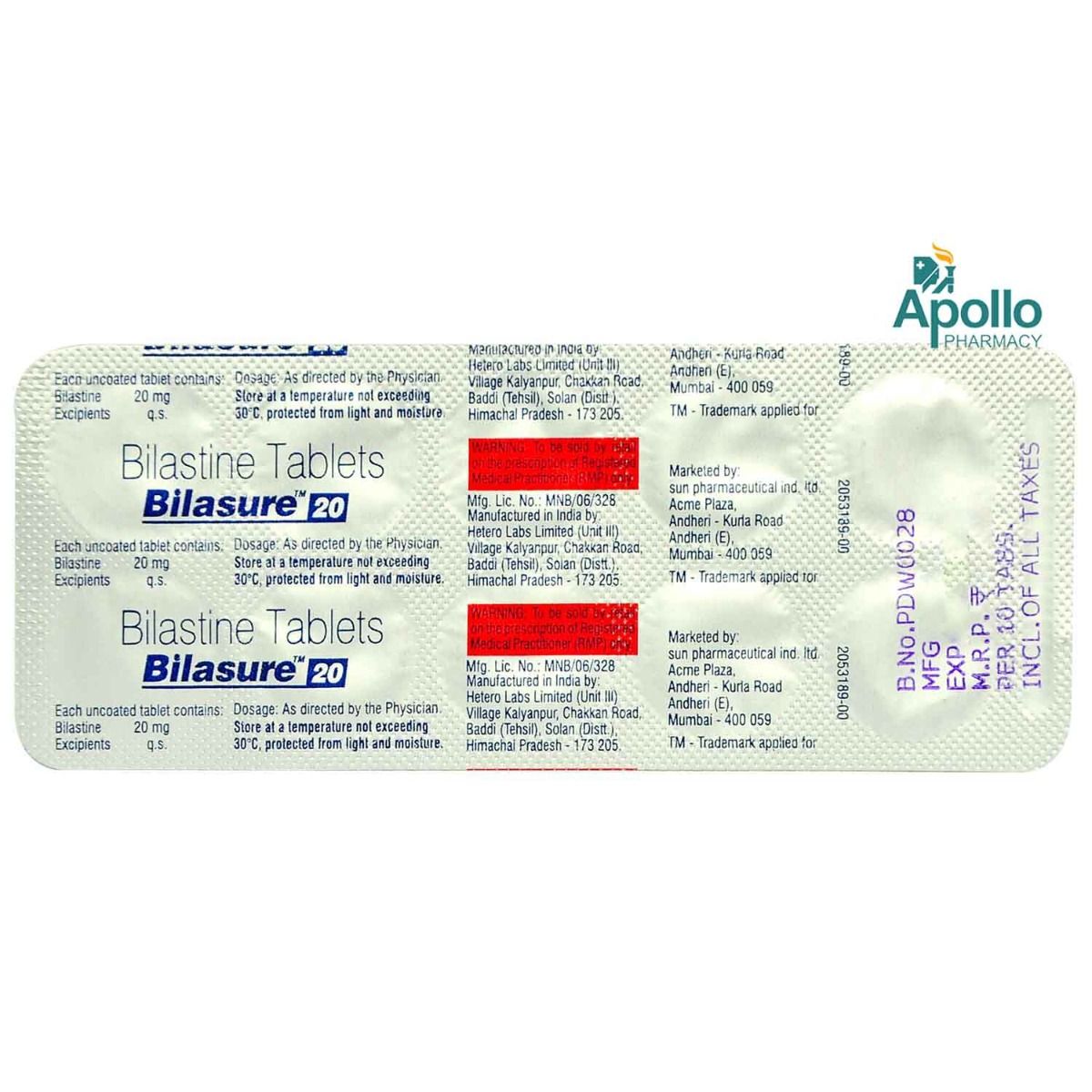 Bilasure 20 Tablet 10 S Price Uses Side Effects Composition Apollo