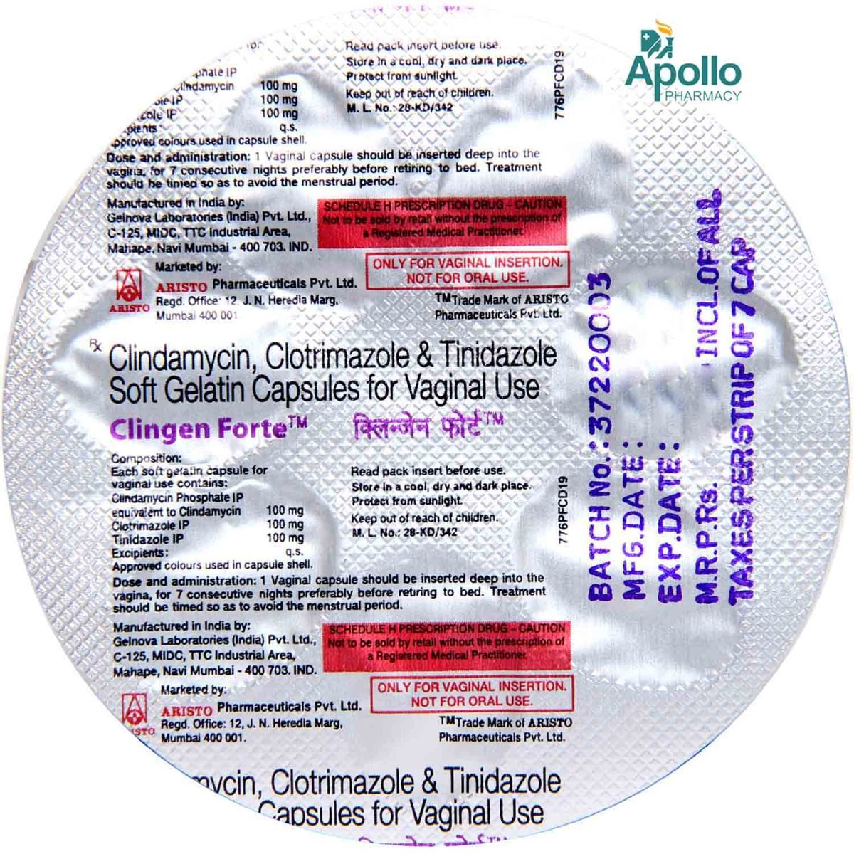 Clingen Forte Vaginal Capsule S Price Uses Side Effects