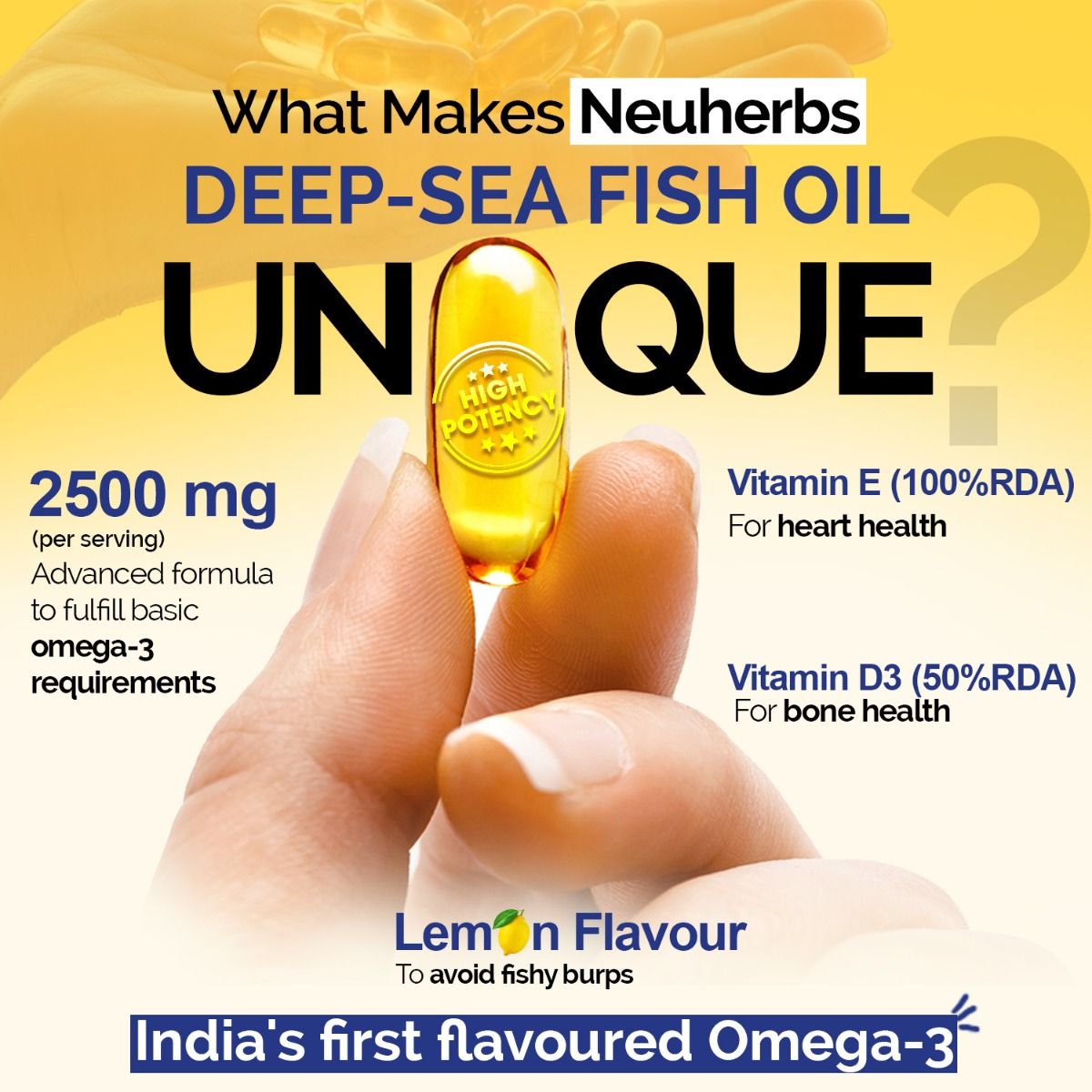 Neuherbs Deep Sea Fish Oil Lemon Flavoured 2500 Mg 60 Softgels Price