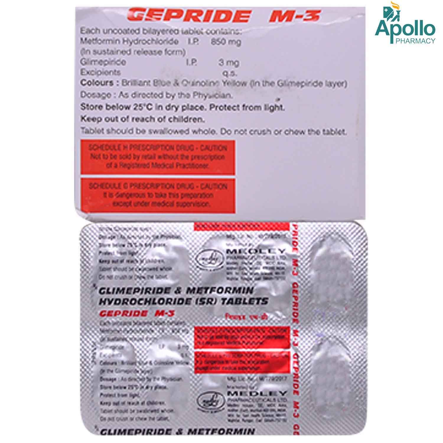 Gepride M 3 Tablet 10 S Price Uses Side Effects Composition Apollo