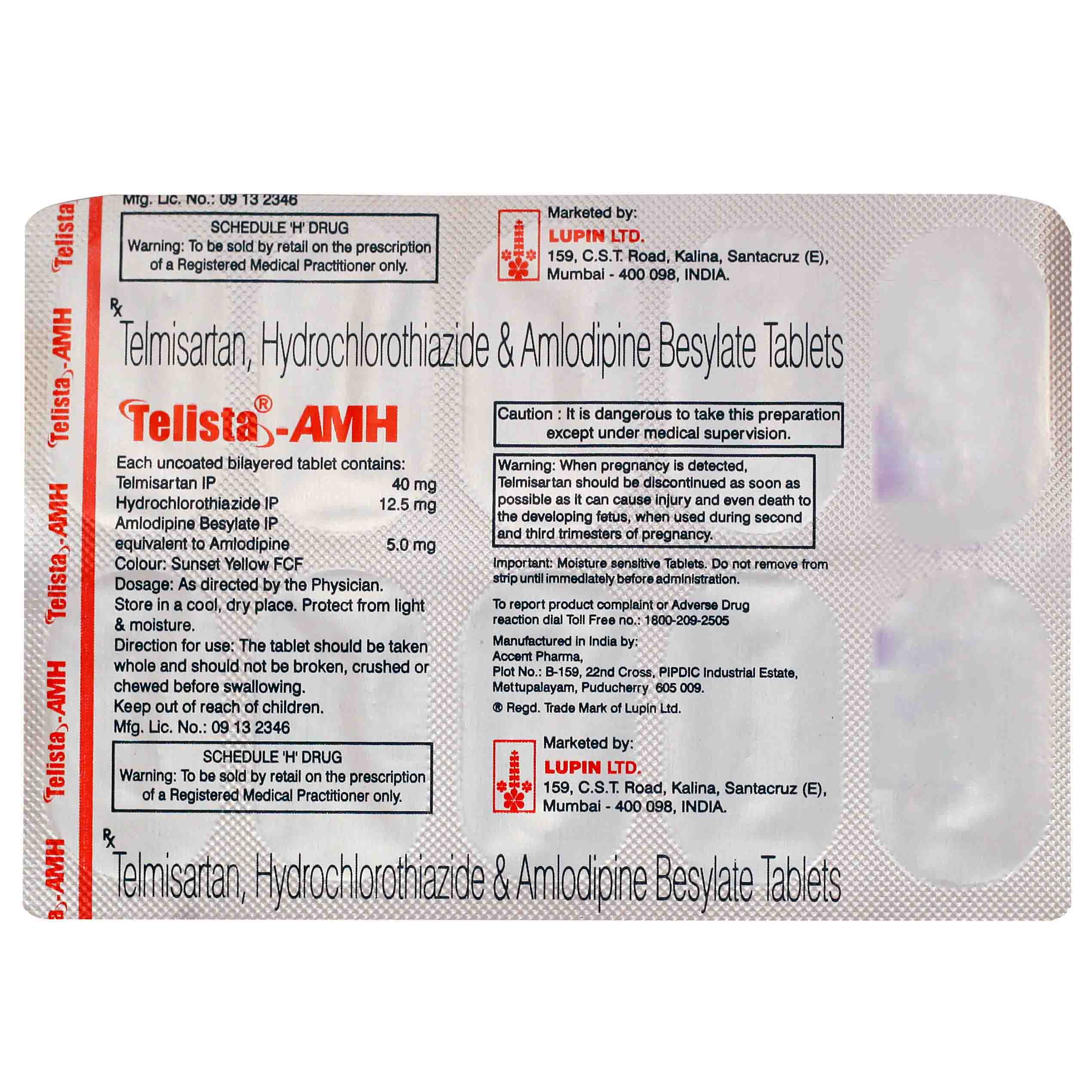 Telista Amh Tablet S Price Uses Side Effects Composition Apollo