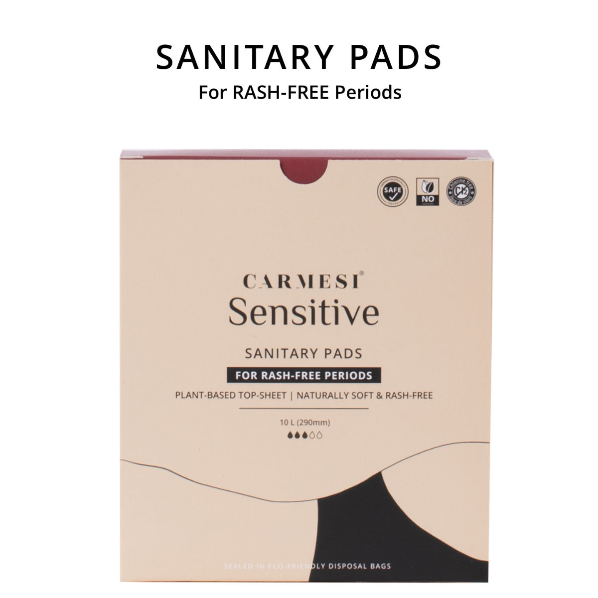 Carmesi Sensitive Sanitary Pads Large, 10 Count, Pack of 1 