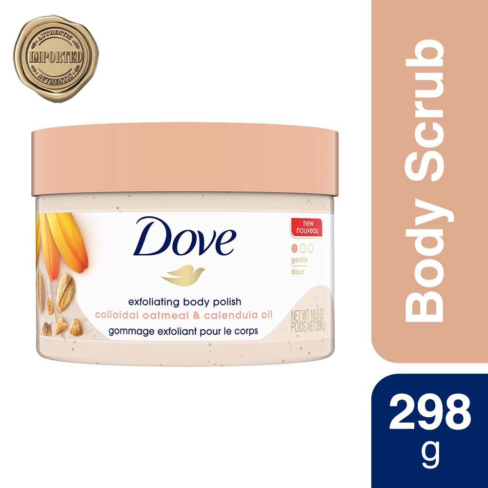 Buy Dove Exfoliating Body Polish Scrub with Colloidal Oatmeal and Calendula Oil, 298 gm Online