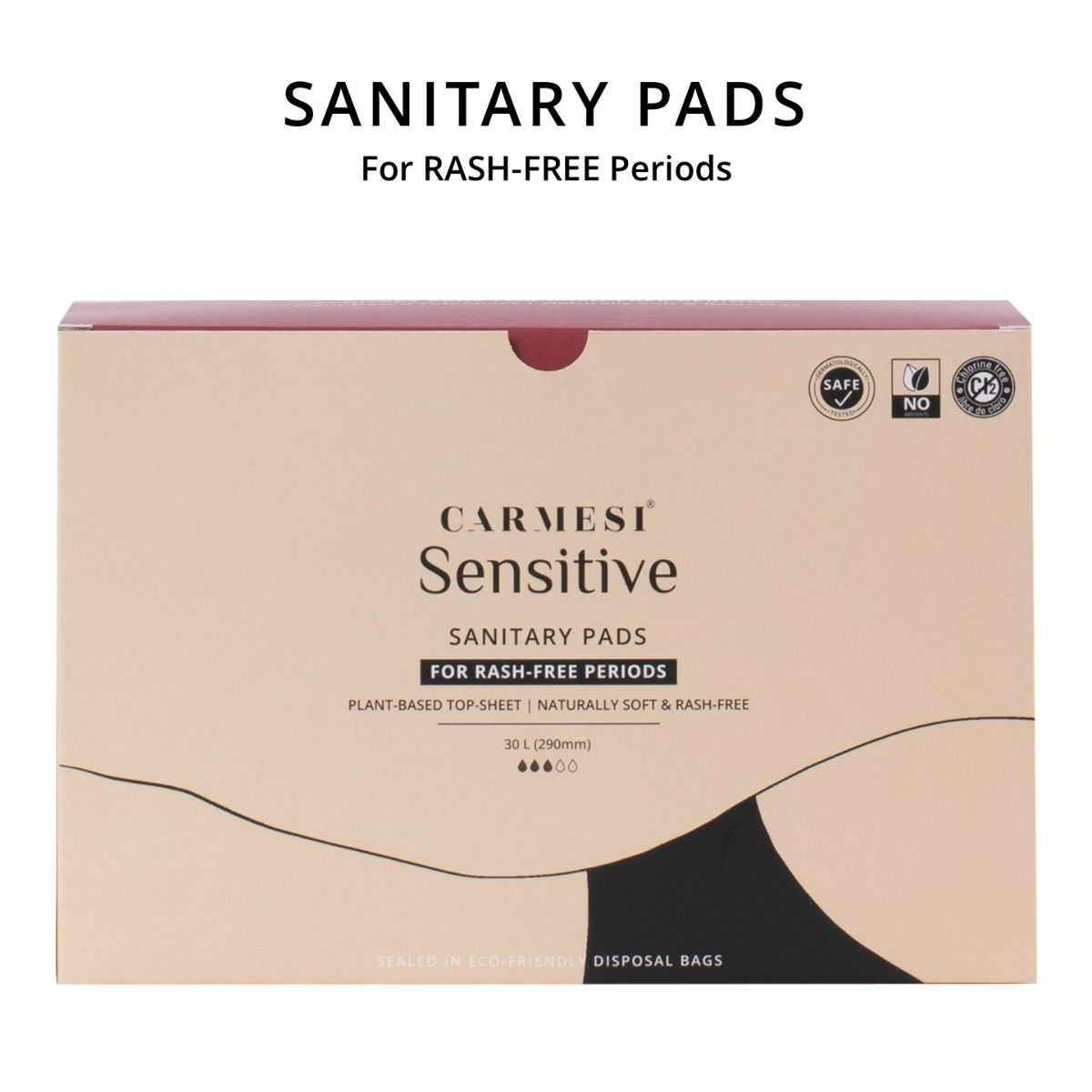 Carmesi Sensitive Sanitary Pads Large, 30 Count, Pack of 1 