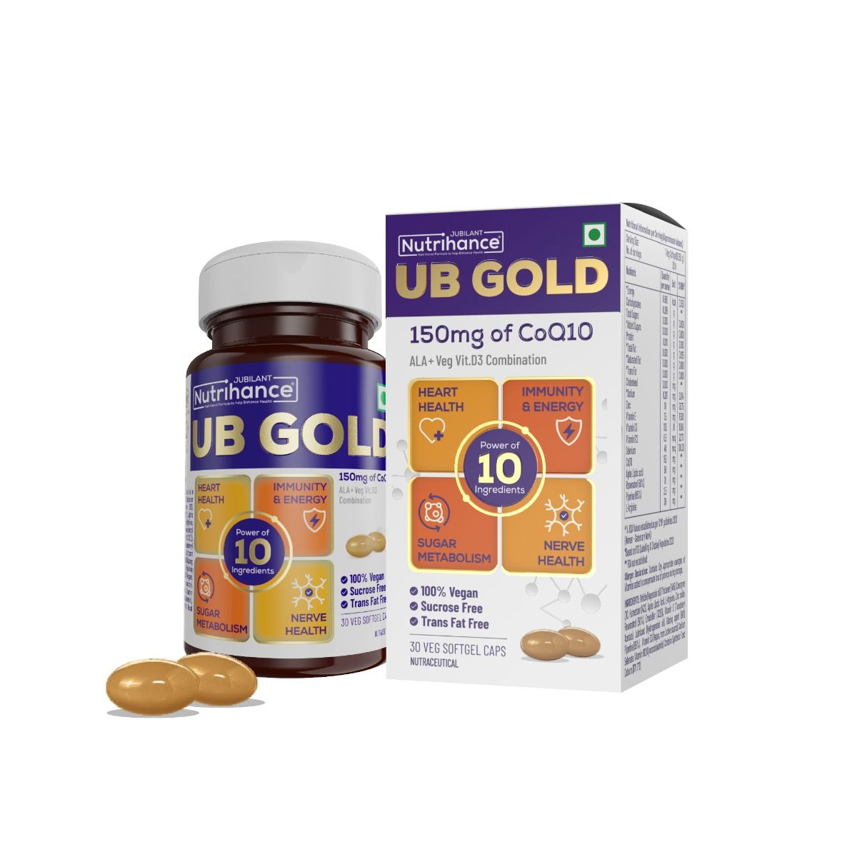 Buy Jubilant Nutrihance UB Gold 150mg of CoQ10, 30 Softgel Capsules Online