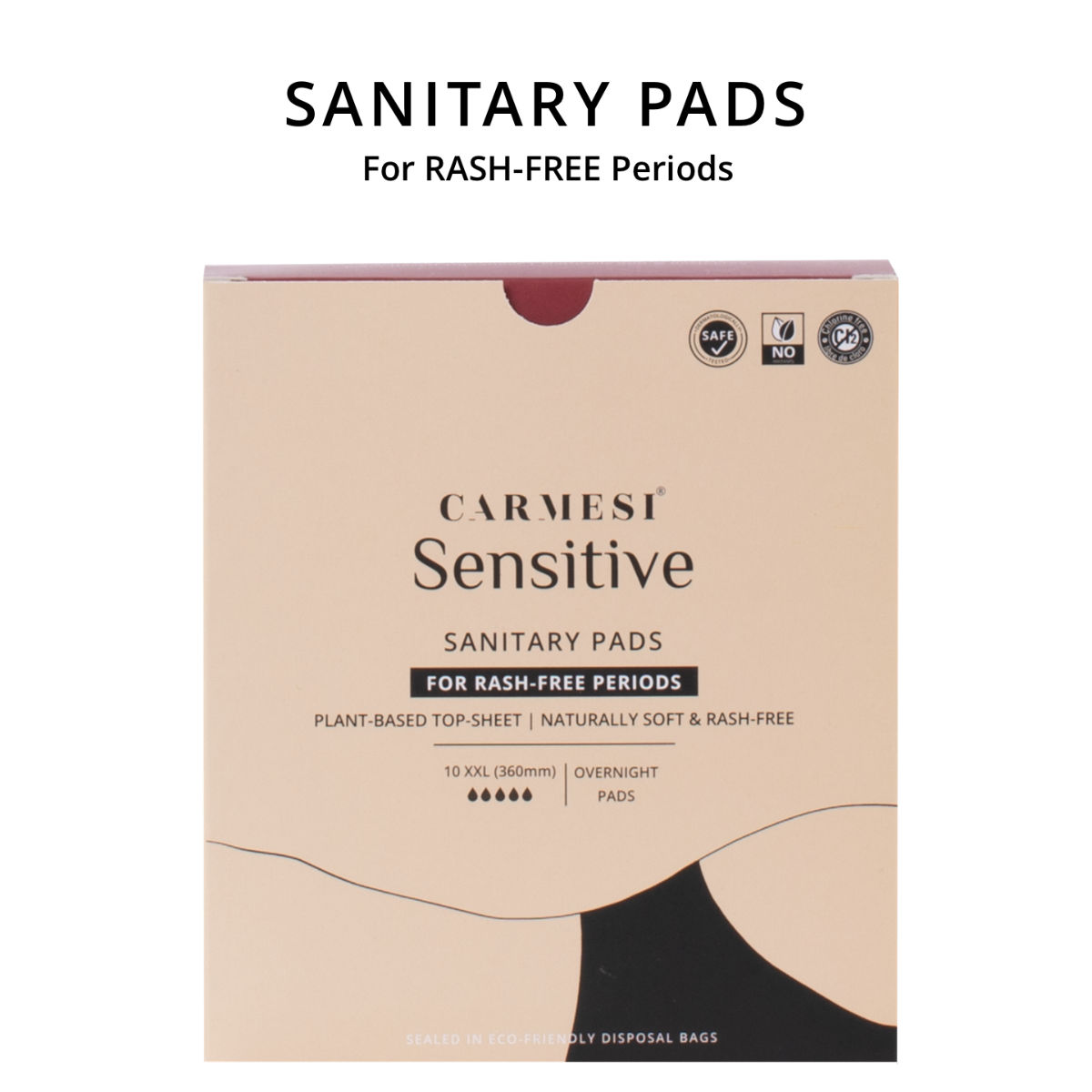 Carmesi Sensitive Sanitary Pads XXL, 10 Count, Pack of 1 