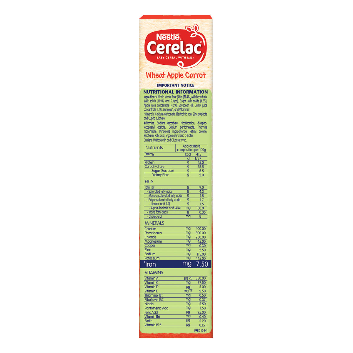 Nestle Cerelac Baby Cereal with Milk Apple Carrot (From 6 to 24 Months) Powder, 300 gm Refill Pack, Pack of 1 
