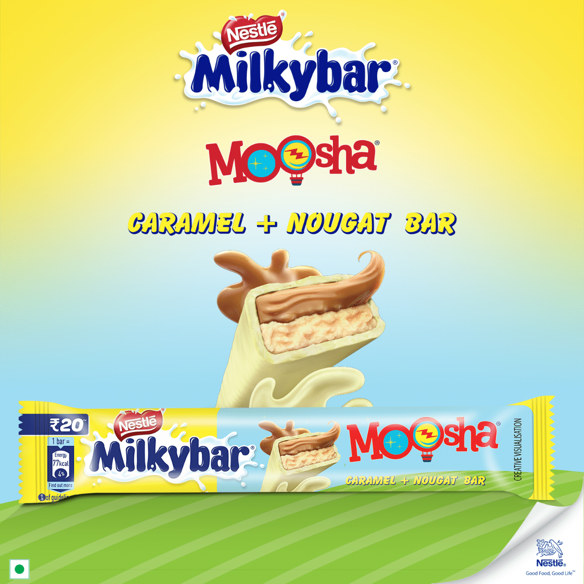 Nestle Milkybar Moosha Caramel+Nougat Bar, 40 gm, Pack of 1 