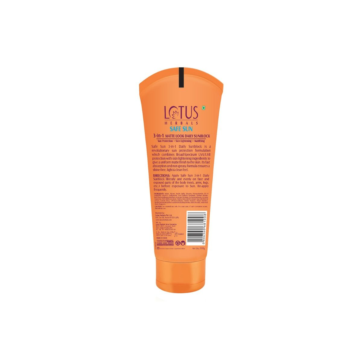 Lotus Herbals Safe Sun 3 In 1 Matte Look Daily Sun Block Spf 40 100 Gm Price Uses Side 7145