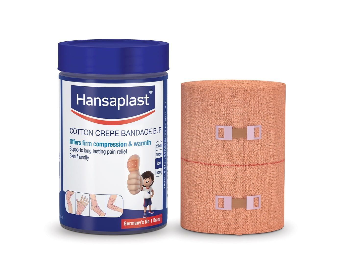 Buy Hansaplast Cotton Crepe Bandage B.P. 8 cm x 4 m, 1 Count Online