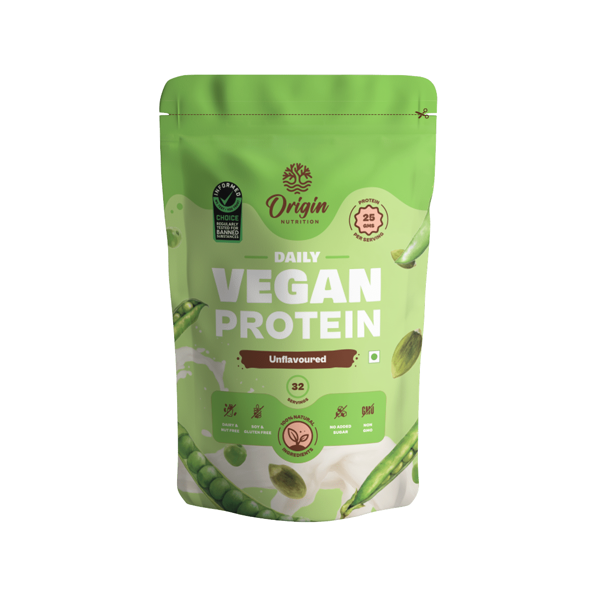 Buy Origin Nutrition 100% Natural Vegan Protein Unflavoured Powder, 1 kg Online