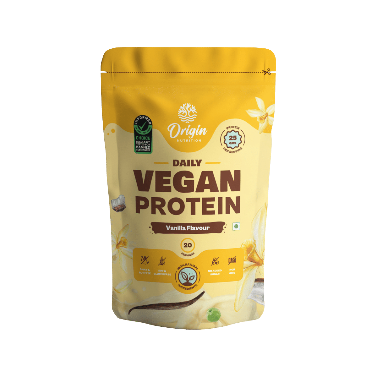 Buy Origin Nutrition 100% Natural Vegan Protein Vanilla Flavour Powder, 780 gm Online