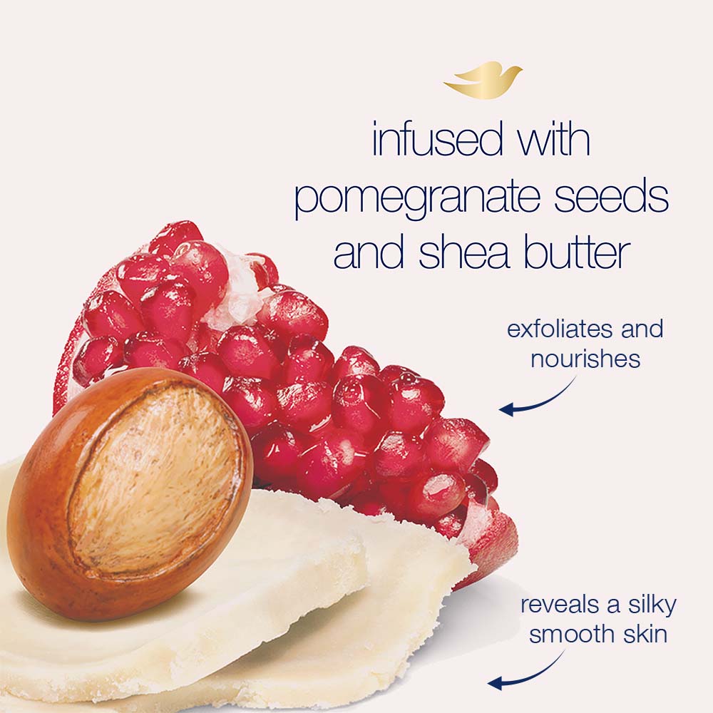Dove Exfoliating Body Polish Scrub with Pomegranate Seeds and Shea Butter, 298 gm, Pack of 1 