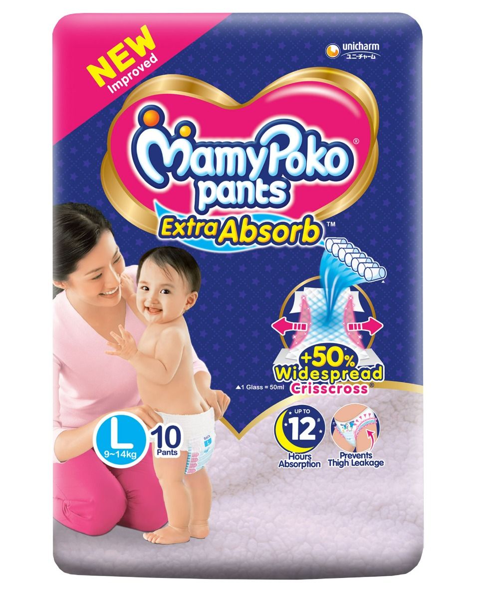 Buy MamyPoko Extra Absorb Diaper Pants Large, 10 Count Online