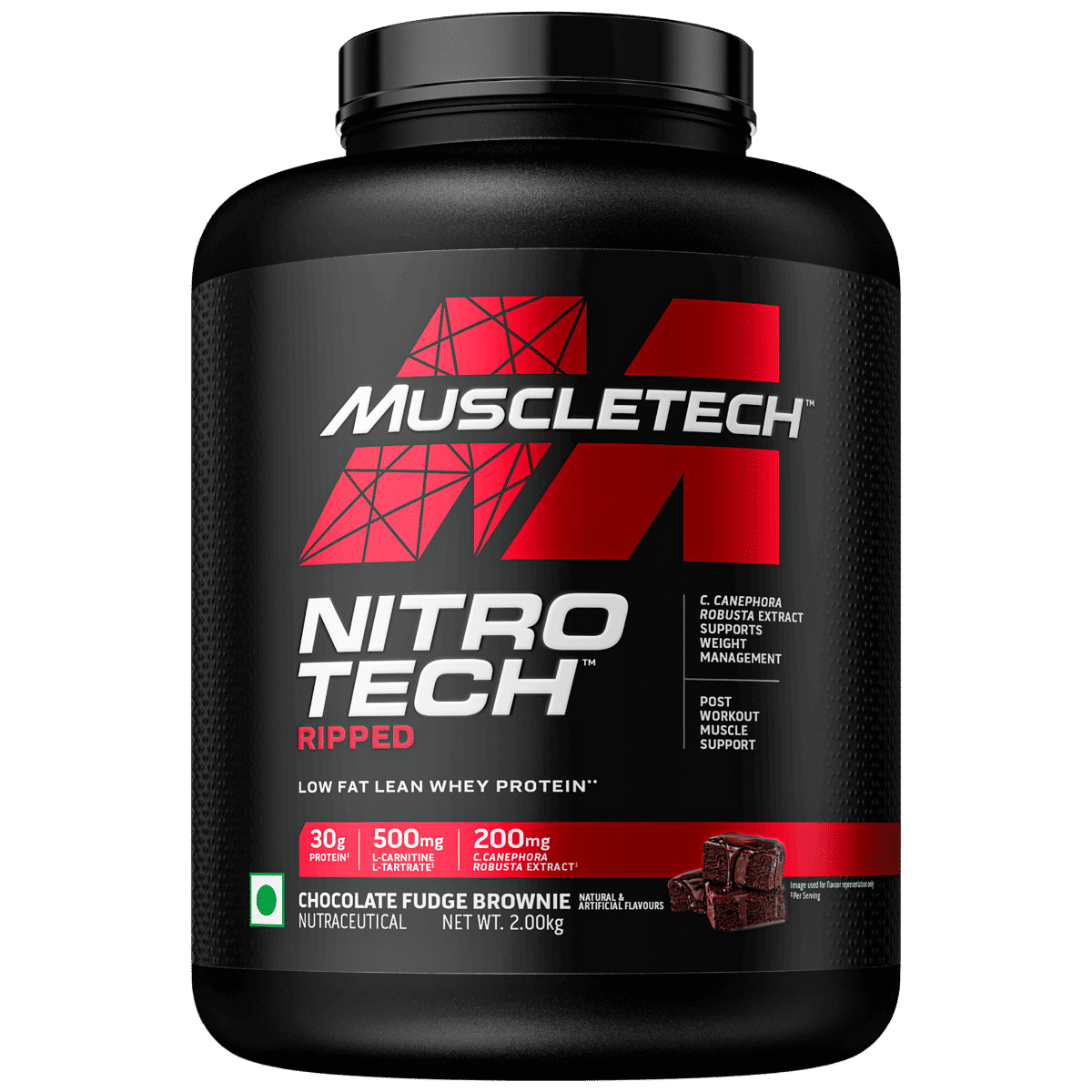 Buy Muscletech Nitrotech Ripped Low Fat Whey Protein Chocolate Fudge Brownie Flavour Powder, 2 kg Online