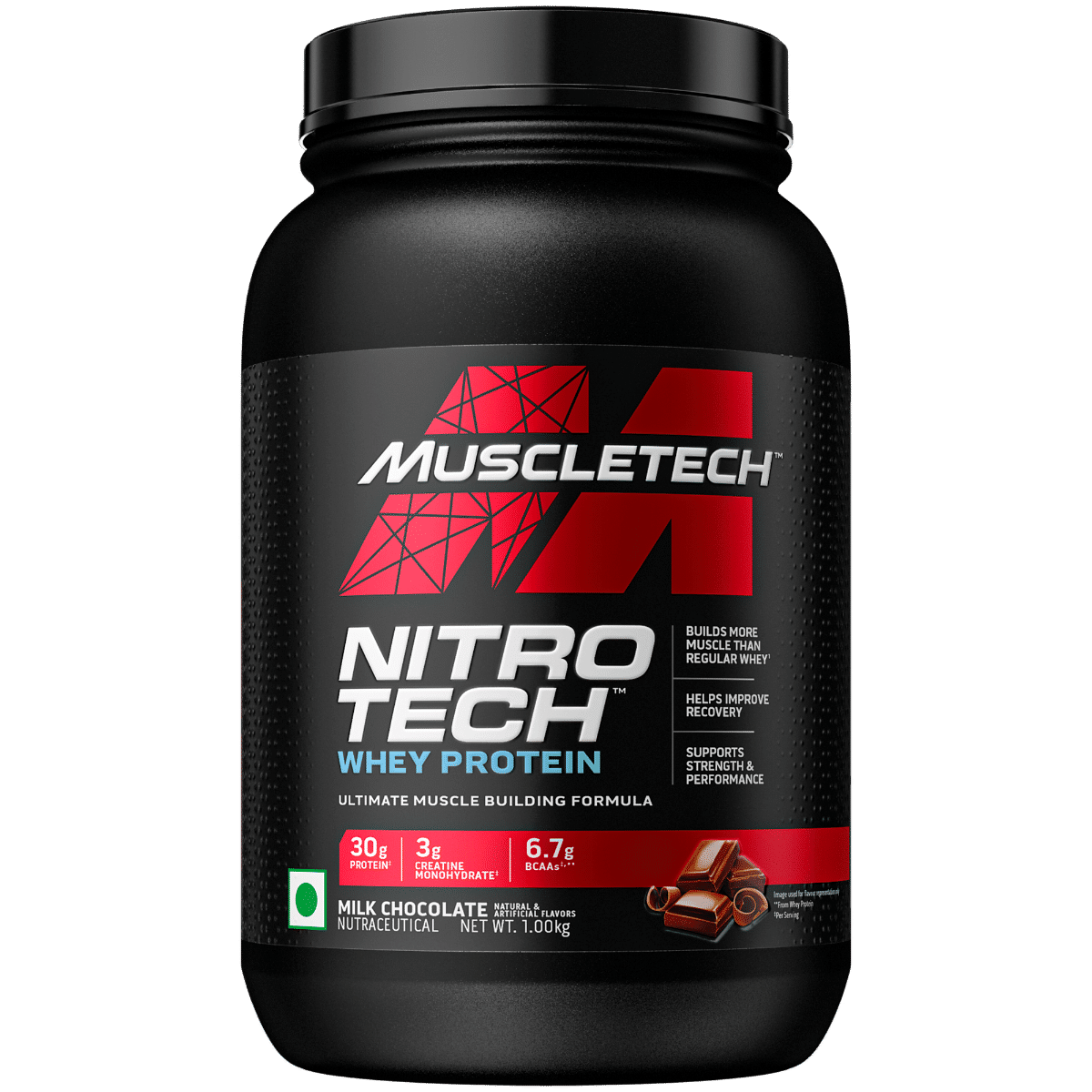 Buy Muscletech Nitrotech Whey Protein Milk Chocolate Flavour Powder, 1 kg Online
