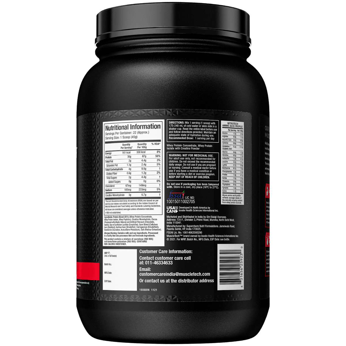 Muscletech Nitrotech Whey Protein Milk Chocolate Flavour Powder, 1 kg