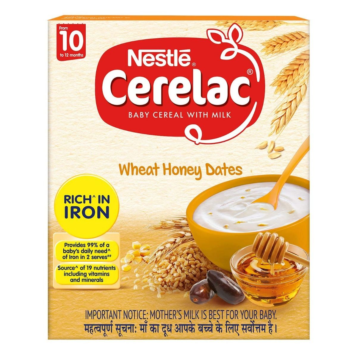 Nestle Cerelac Baby Cereal with Milk Wheat Honey Dates (From 10 to 12 Months) Powder, 300 gm Refill Pack, Pack of 1 