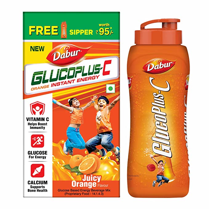 Dabur GlucoplusC Instant Energy Orange Flavour Powder, 500 gm Refill