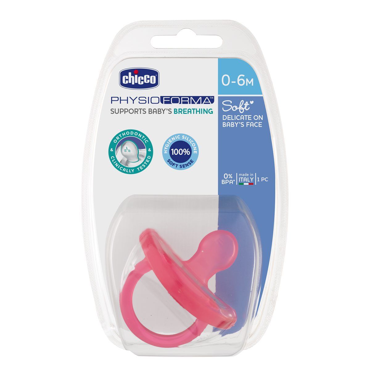 Buy Chicco Physioforma Soft Baby Soother Pink for 0 - 6 Months, 1 Count Online