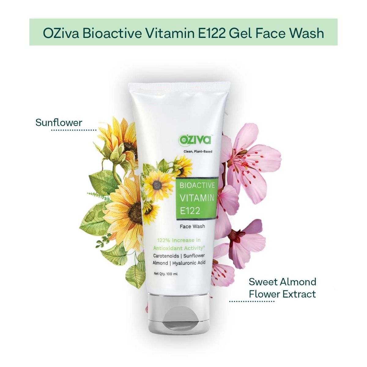 OZiva Bioactive Vitamin E122 Face Wash, 100 ml, Pack of 1 