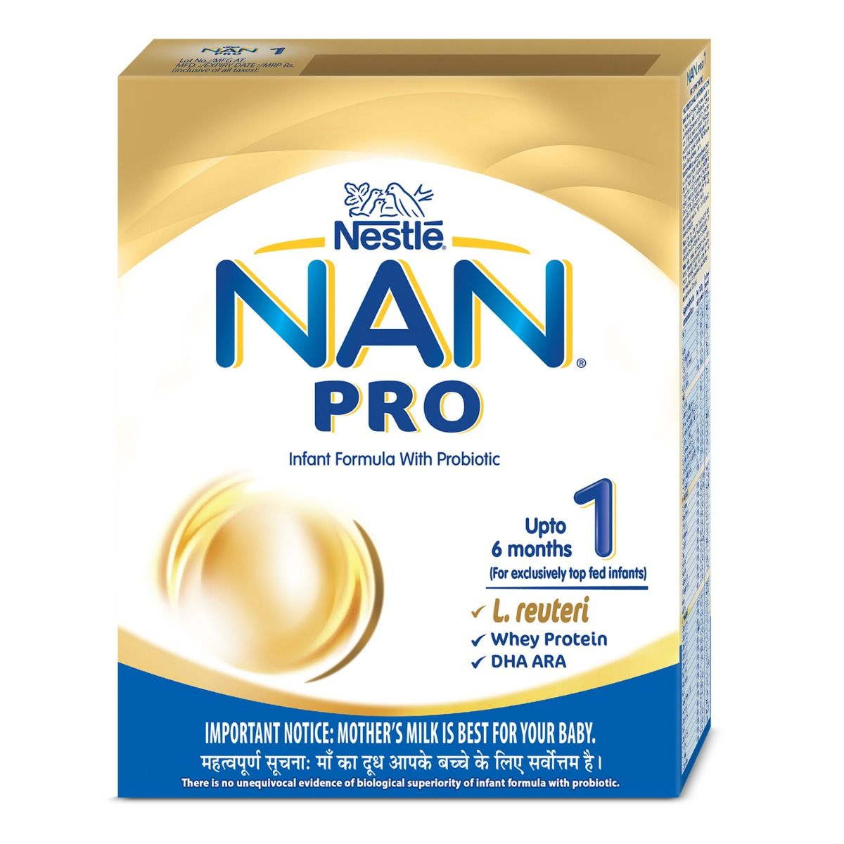 Nestle Nan Pro Infant Formula Powder, Stage 1, Upto 6 months, 400 gm Refill Pack, Pack of 1 