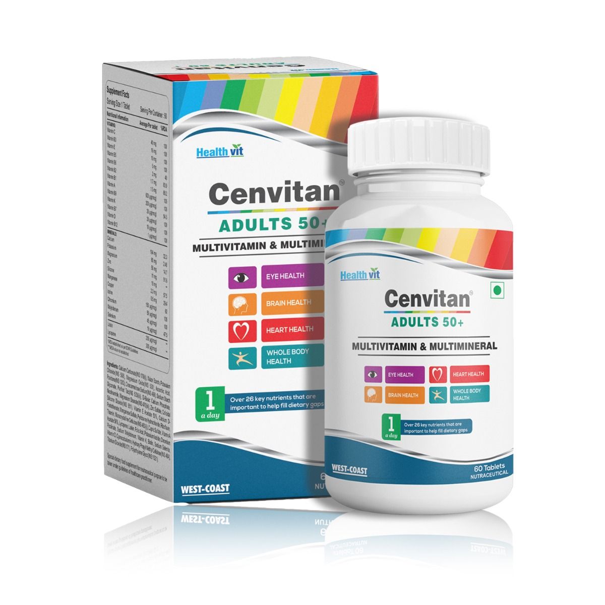 Buy Healthvit Cenvitan Adults 50+ Multivitamin & Multimineral, 60 Tablets Online