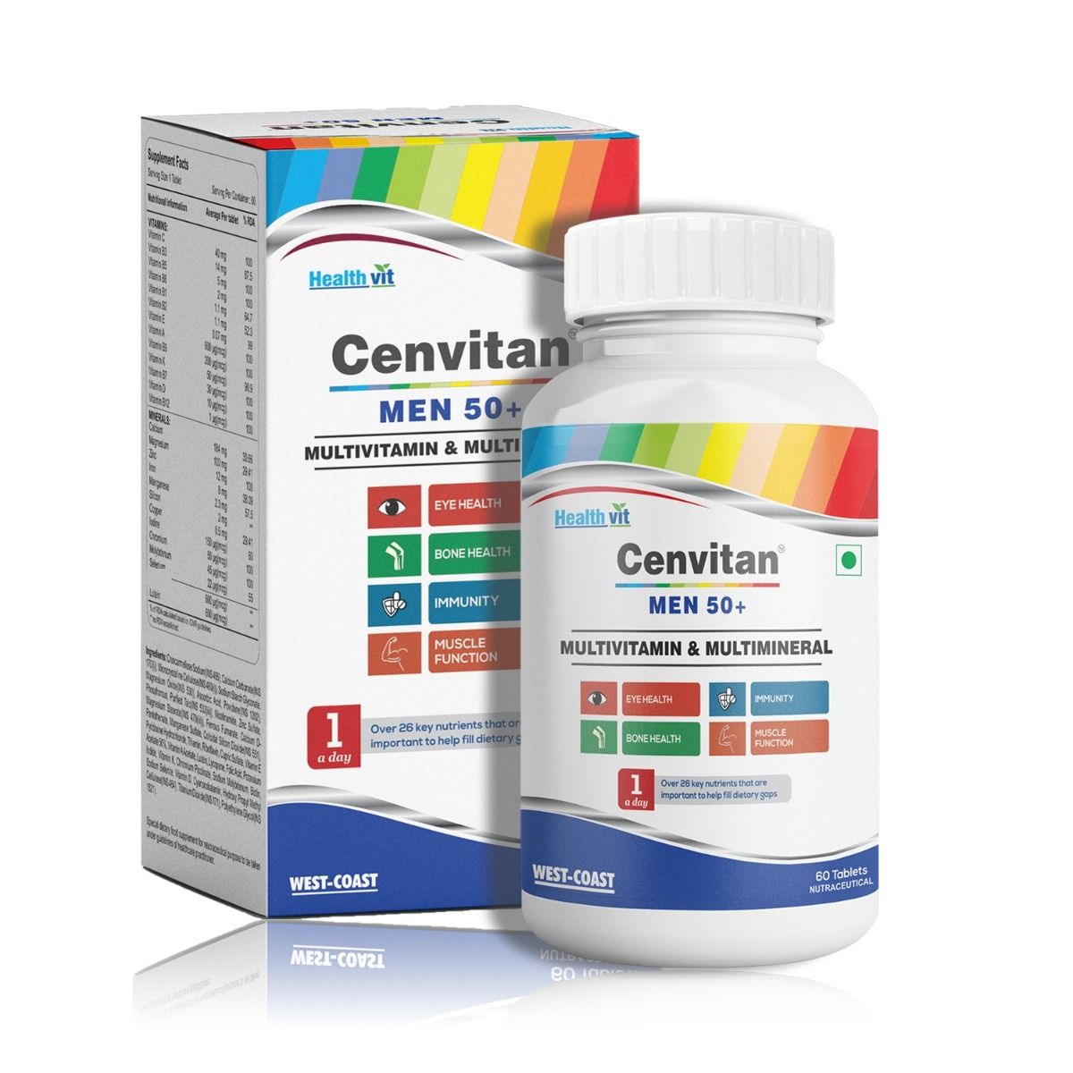 Buy Healthvit Cenvitan Men 50+ Multivitamins & Multimineral, 60 Tablets Online