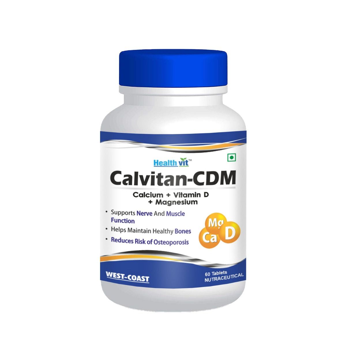 Buy Healthvit Calvitan-CDM Calcium + Vitamin D + Magnesium - 60 Tablets Online