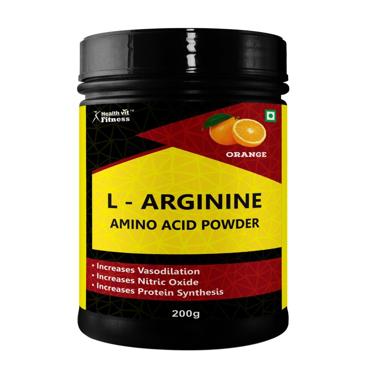 Healthvit Fitness L-Arginine Amino Acid Orange Flavour Powder, 200 gm, Pack of 1 