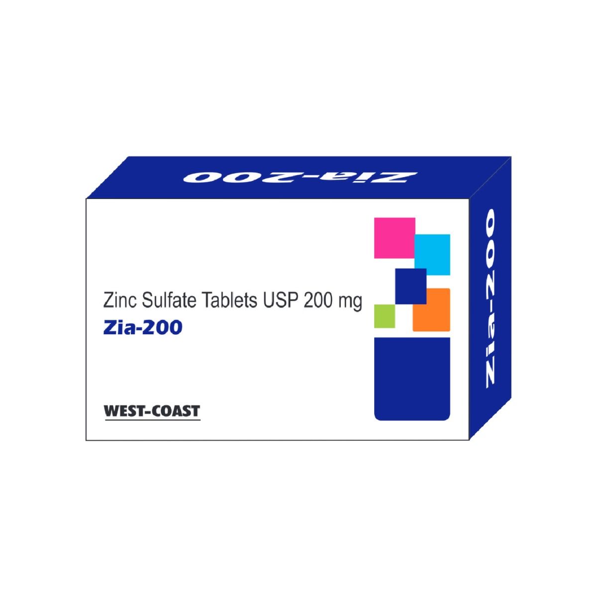 Zia-200 Zinc Sulphate USP 200 mg, 100 Tablets, Pack of 1 