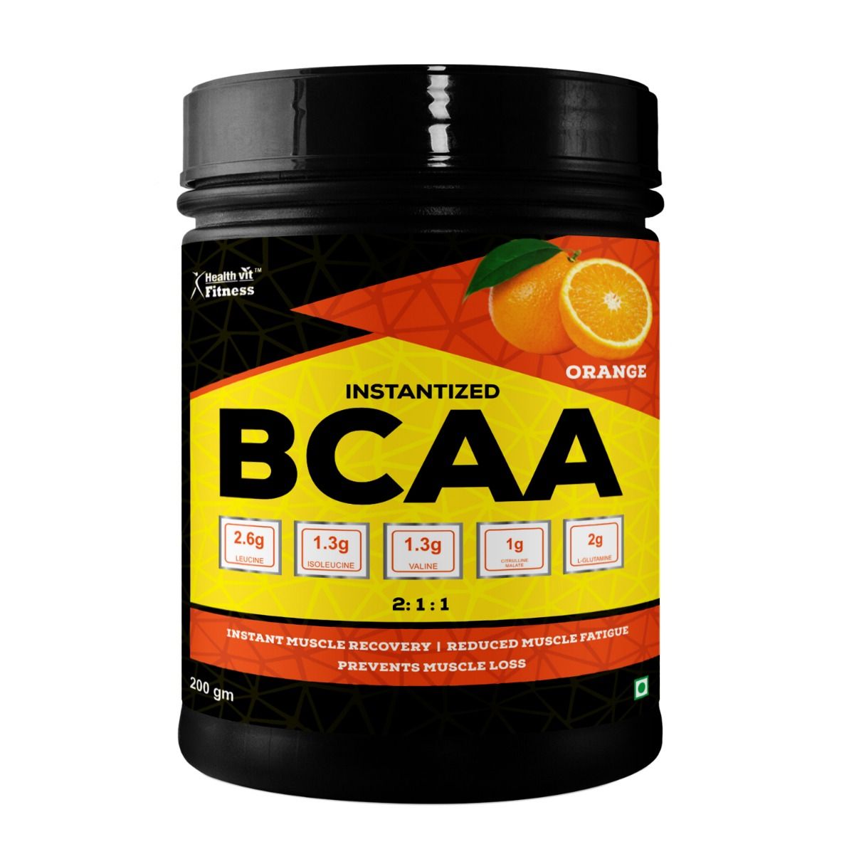 Healthvit Fitness Instantized BCAA 5200 mg Orange Flavour Powder, 200