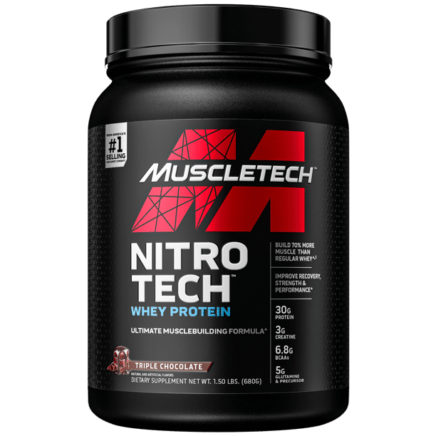 Buy Muscletech Nitrotech Whey Protein Triple Chocolate Flavour Powder, 680 gm Online
