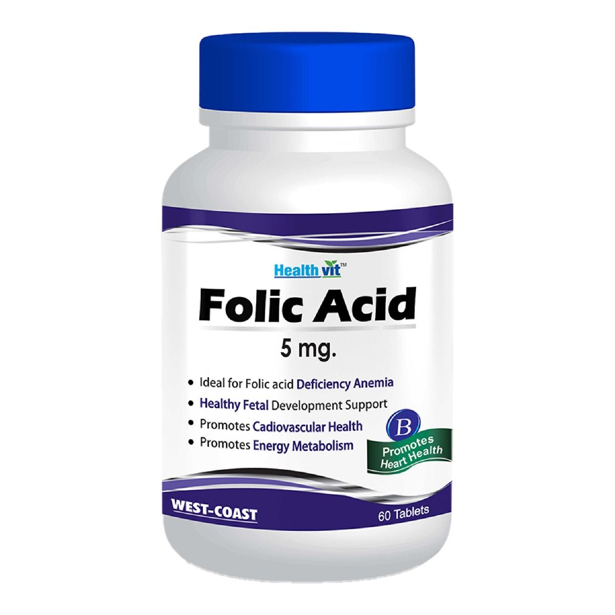 Buy Healthvit Folic Acid 5 mg, 60 Tablets Online