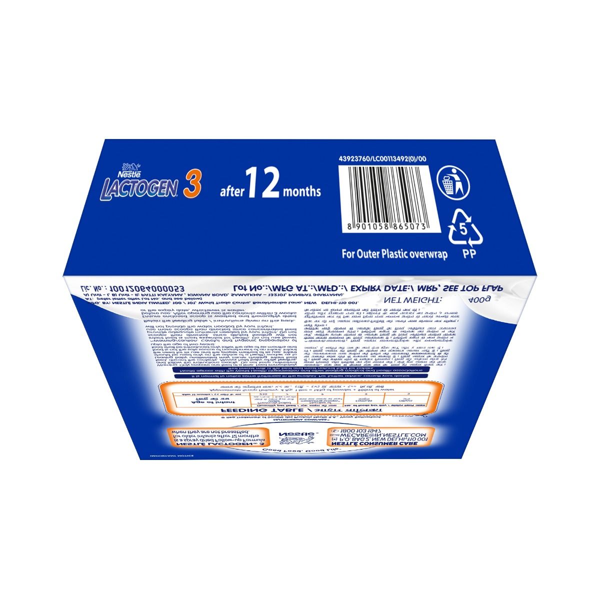 Nestle Lactogen Follow-Up Formula Stage 3 (After 12 Months) Powder, 400 gm Refill Pack, Pack of 1 