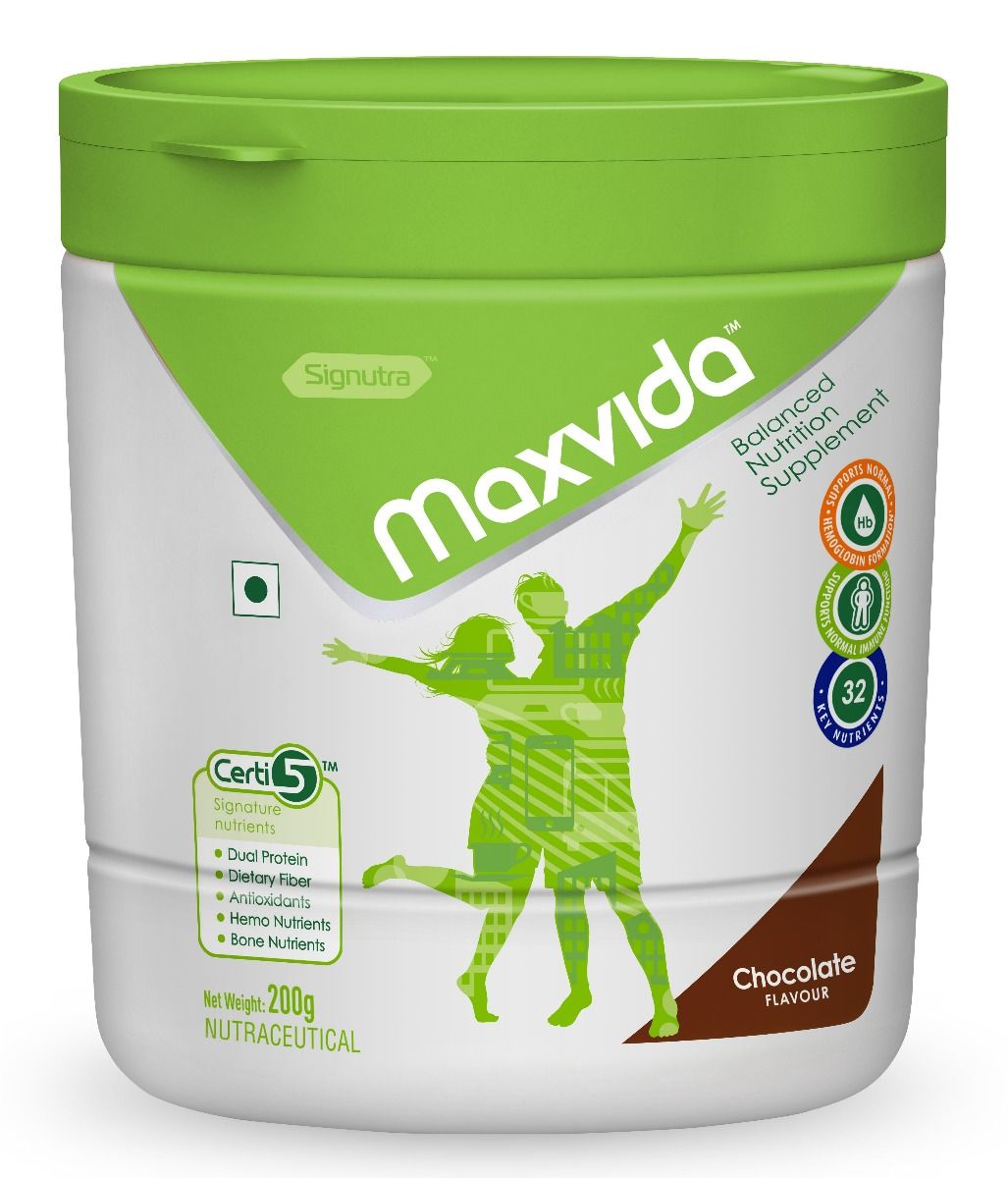 Buy Maxvida Balanced Nutrition Supplement Chocolate Flavour Powder, 200 gm Online