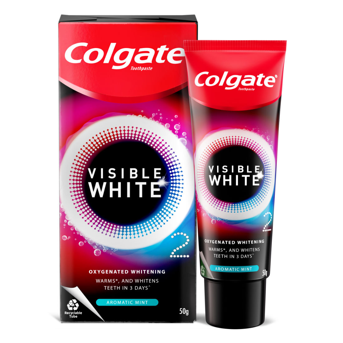 Buy Colgate Visible White O2 Whitening Aromatic Mint Toothpaste, 50 gm Online