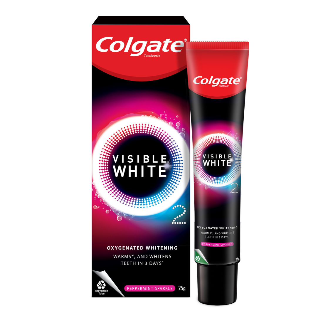 Buy Colgate Visible White O2 Whitening Peppermint Sparkle Toothpaste, 25 gm Online
