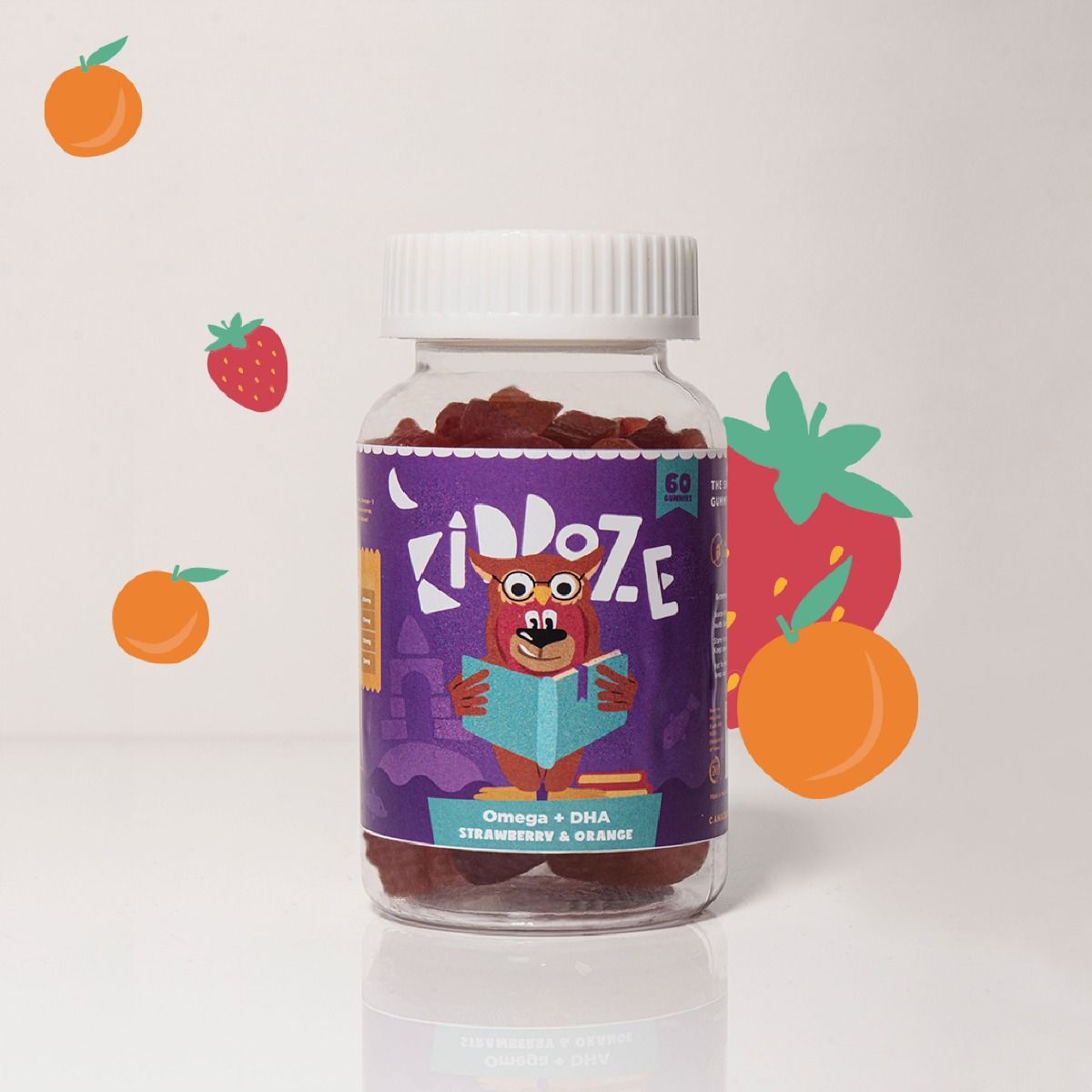 Buy Kiddoze Omega + DHA Strawberry & Orange Gummies, 60 Count Online