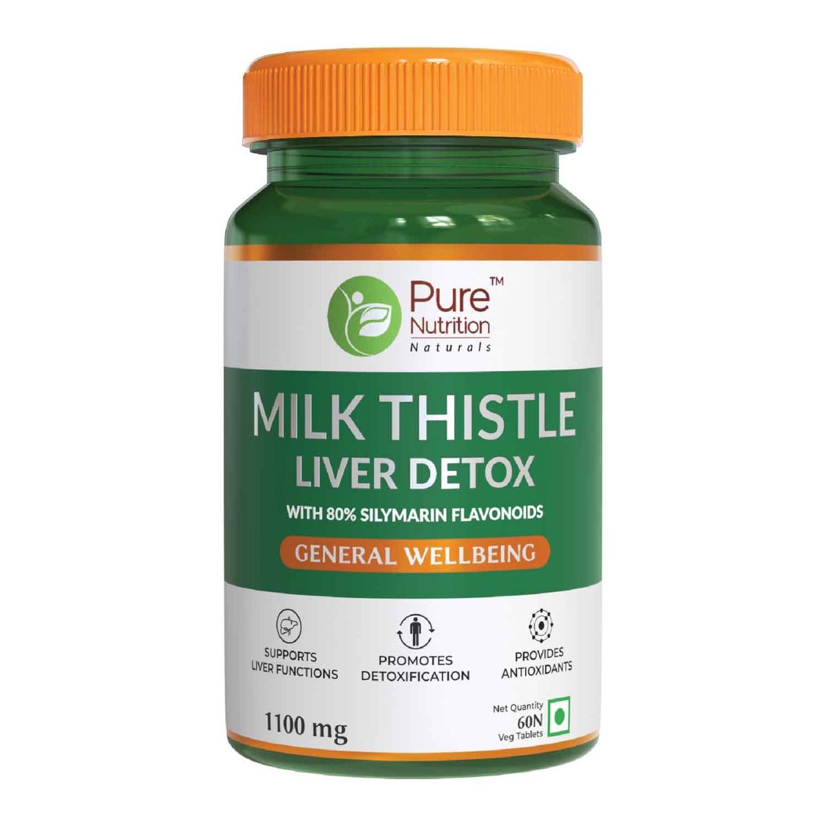 Pure Nutrition Milk Thistle  Detox Liver, 60 Capsules, Pack of 1 