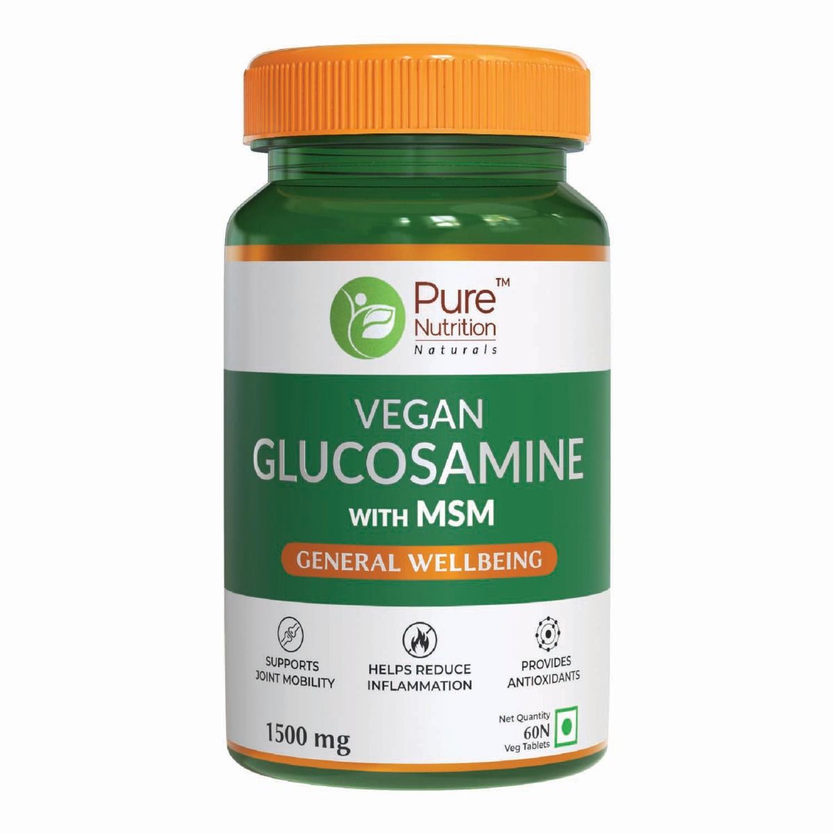 Pure Nutrition Vegan Glucosamine with MSM 1500 mg, 60 Tablets Price