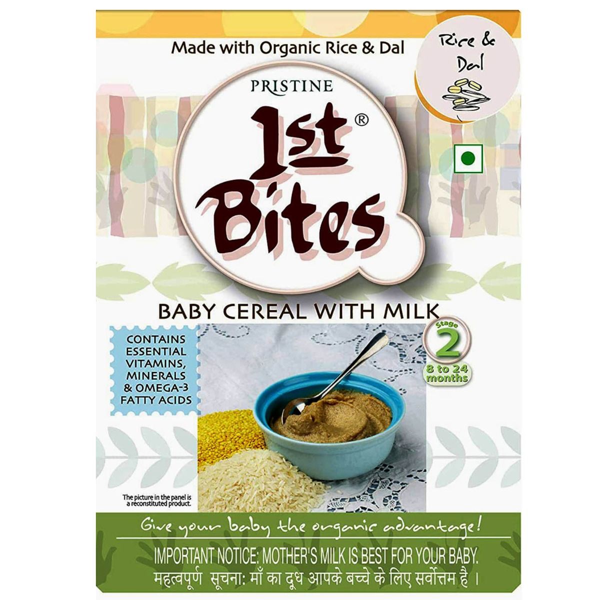 Buy Pristine 1st Bites Baby Cereal with Milk, Rice & Dal, Stage 2, 8 to 24 Months, 300 gm Refill Pack Online