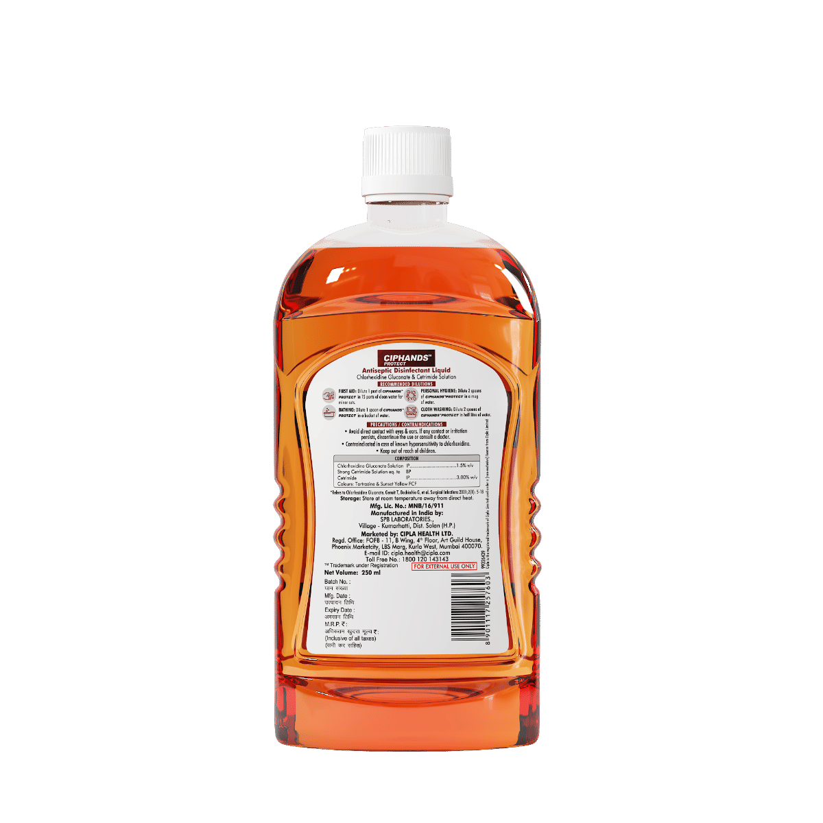 Ciphands Protect Antiseptic Disinfectant Liquid, 250 ml, Pack of 1 