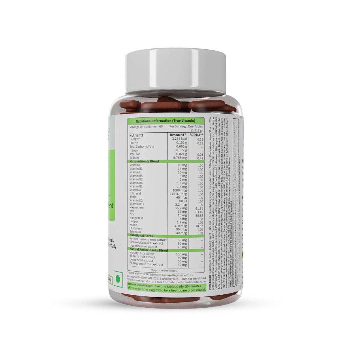Neuherbs True Vitamins with Antioxidants Blend, 60 Tablets, Pack of 1 