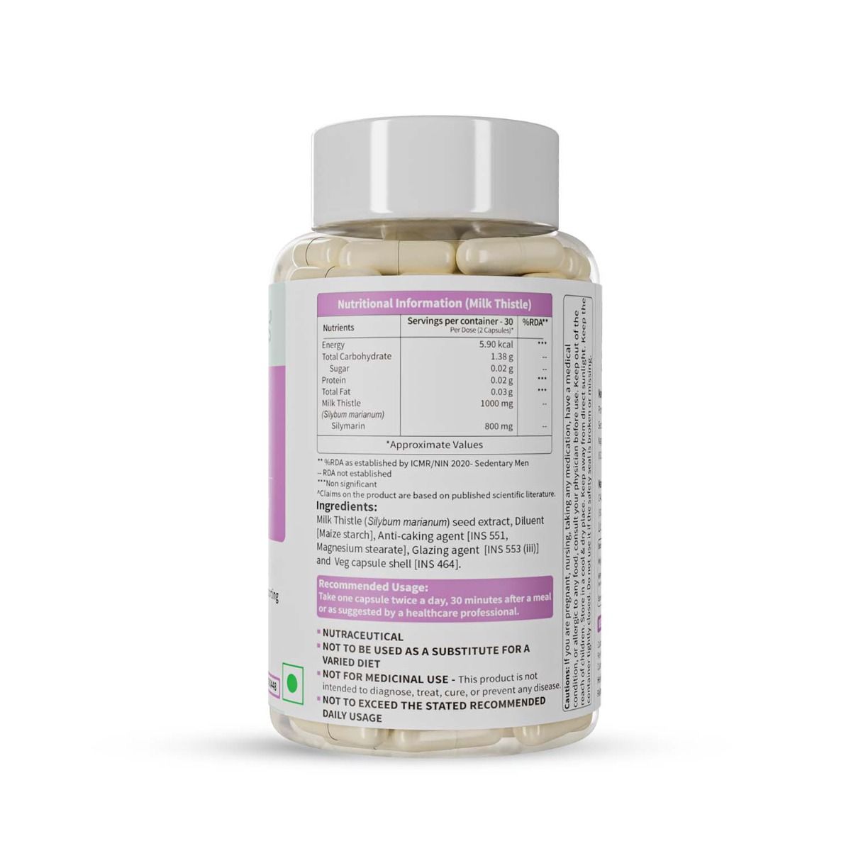 Neuherbs Milk Thistle 80% Silymarin Liver Detox 800 mg, 60 Capsules, Pack of 1 