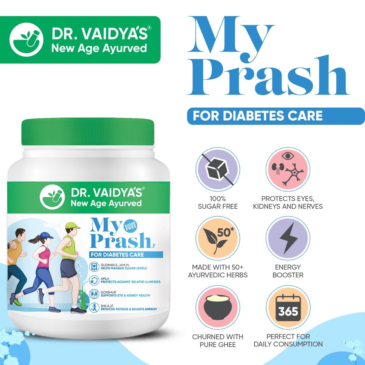 DR. Vaidya's My Prash Chyawanprash for Diabetes Care, 500 gm, Pack of 1 