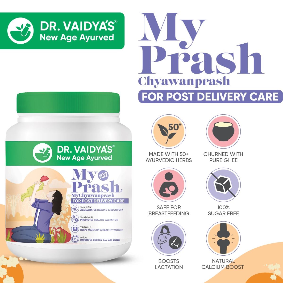 DR. Vaidya's My Prash Chyawanprash for Post Delivery Care, 500 gm, Pack of 1 
