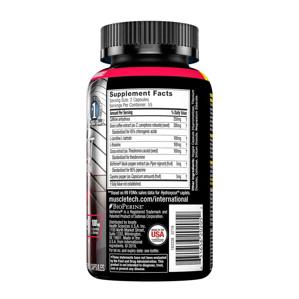 MuscleTech Performance Series Hydroxycut Hardcore Elite, 110 capsules, Pack of 1 