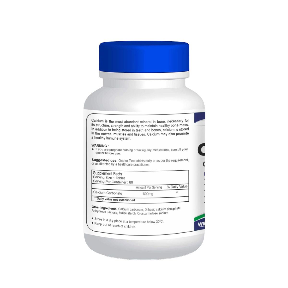 Healthvit Calvitan-600 Calcium Carbonate 600 mg Mint Flavour Chewable, 60 Tablets, Pack of 1 